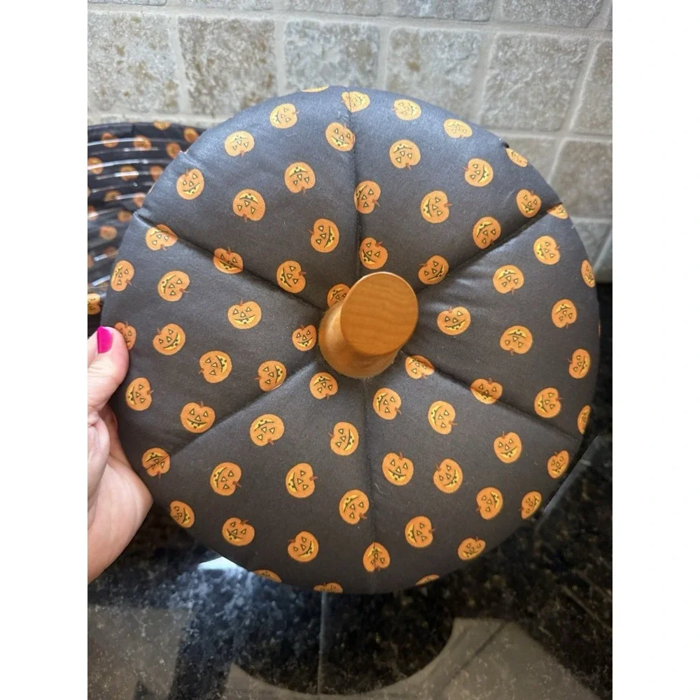 Longaberger Pumpkin Fall Stem Lid Basket Jack O' Lantern Liner Protector‎ Combo